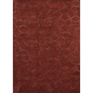 Navajo Red Modern Geometric Wool/silk Tufted Rug (5 X 8)