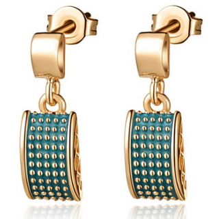 European Gold Or Silver Plated With Dark Green Rectangle Drop Womens Earrings(More Colors)