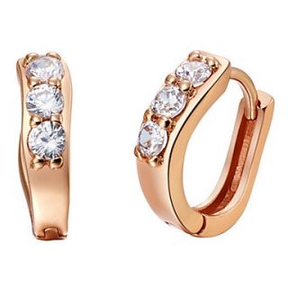Simple Gold Or Silver Plated With Cubic Zirconia Womens Earrings(More Colors)