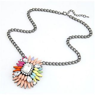Womens Colorful Flower Necklace