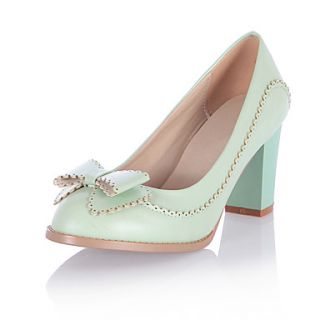 Leatherette Womens Chunky Heel Heels Pumps/Heels Shoes with Bowknot(More Colors)