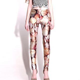 Elonbo Colorful Shells Style Digital Painting High Women Free Size Waisted Stretchy Tight Leggings