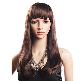 20% Human Hair 80% Synthetic Heat resistant Fiber Hair Full Bang Wavy Long Wig
