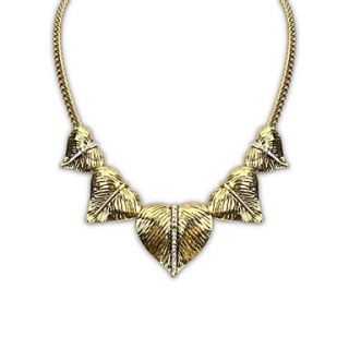 Vintage Punk Style (Leaves) Alloy Rhinestone Chain Statement Necklace (Gold and Silver) (1pc)