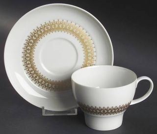 Thomas Caroline Flat Cup & Saucer Set, Fine China Dinnerware   Gold Filigree Inn
