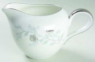 Arlen Platina Creamer, Fine China Dinnerware   Platinum Flowers,Smooth Edge,Coup