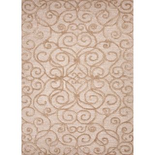 Hand tufted Transitional Floral Pattern Brown Wool/ Art Silk Rug (36 X 56)