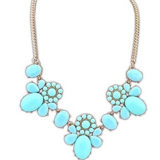 European and America Cute Style (Flowers) Alloy Resin Chain Statement Necklace (More Color) (1 pc)