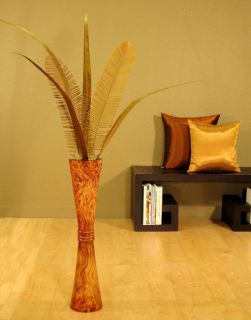 Tall Mango Wood Fluted Vase And Palms
