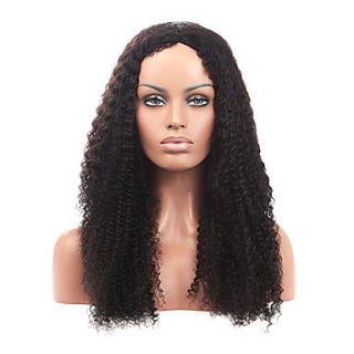 20Inch Brazilian Remy Hair Afro Kinky Curly Middle Part Lace Front Wig
