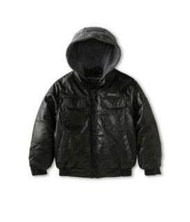 U.S. Polo Assn Kids PU and Perforated PU Mix Jacket Boys Coat (Black)