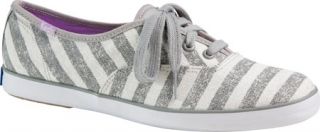 Womens Keds Champion Washed Stripe   Light Grey Textured Canvas Casual Shoes