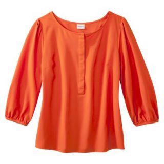 Merona Womens Woven 3/4 Sleeve Blouse   Orange Zing   L
