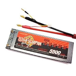 Wild Scorpion 7.4V 2S 5500mAh 45C Li Po Battery(T Plug)