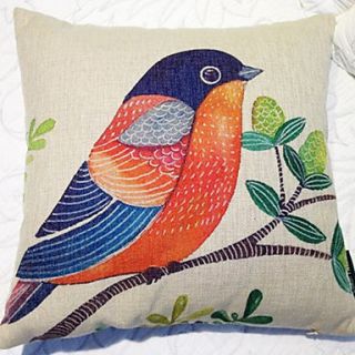 Country Green Leaves And Orange Bird Pattern Decorative Pillow With Insert
