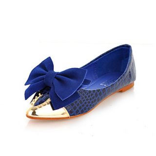 Leatherette Womens Flat Heel Ballerina Flats Shoes With Bowknot(More Colors)