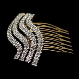 Alloy Womens Wave Shape Wedding/Party Hair Combs With Rhinestone