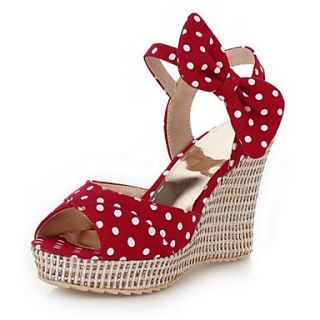 Linen Womens Wedge Heel Sling Back Sandals With Bowknot Shoes(More Colors)