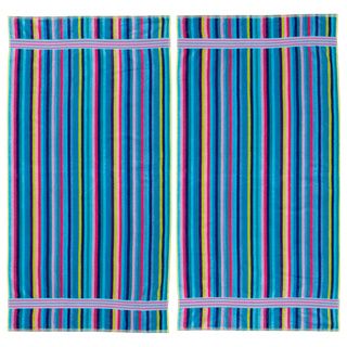 Stripe Velour Beach Towel (set Of 2) (MultiDimensions32 inches wide x 62 inches longWeight 1.25 pounds eachCare instructions Machine wash cold, gentle cycle with like colors, only non cholorine bleachThe digital images we display have the most accurate