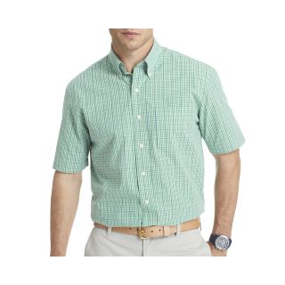 Izod Short Sleeve Mini Checked Woven Shirt, Green, Mens