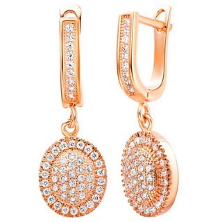 European Gold Or Silver Plated With Cubic Zirconia Oval Womens Earrings(More Colors)