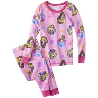 Disney Princess Toddler Girls 2 Piece Long Sleeve Thermal Sleep Set   Pink 2T