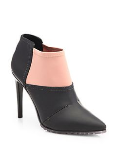 Tibi Kirby Bicolor Stretchy Ankle Boots   Black Nude