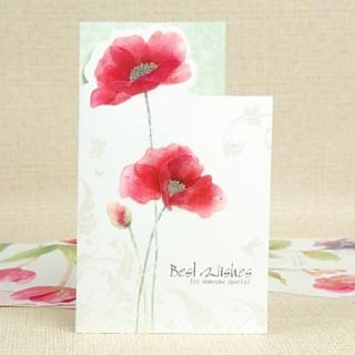 Red Flower Pattern Side Fold Greeting Card for Mothers Day