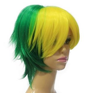 Capless Hight Quailty Green Yellow Mixed Short Synthetic Hair Wig
