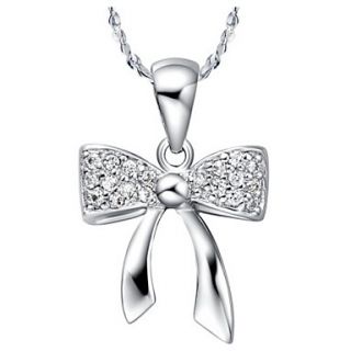 Graceful Bowknot Shape Silvery Alloy Womens Necklace(1 Pc)