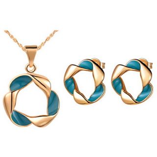 Stylish Silver Plated Silver Green Twist Circle Womens Jewelry Set(Including Necklace,Earrings)(Gold,Silver)