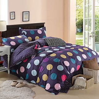 Duvet Cover Set, 4 Piece Cotton Modern Style Multicolor Dots