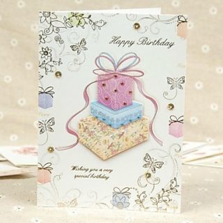 Delicious Birthday Cake Side fold Greeting Card with Rhinestone for Birthday