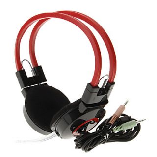 606 3.5mm Stereo High Quality On ear Headphone Headset with Mic for Computer(Red)