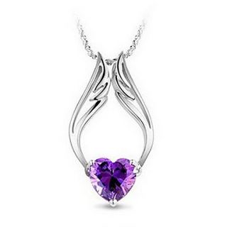 Elegant Wing Heart Shape Womens Slivery Alloy Necklace With Gemstone(1 Pc)