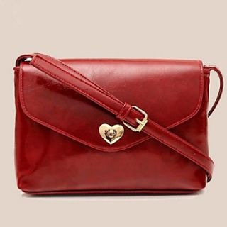 Womens Solid Color PU Leather Retro Messenger Bags with Heart