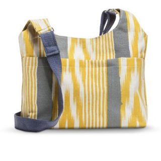 Canvas Striped Crossbody Handbag   Yellow