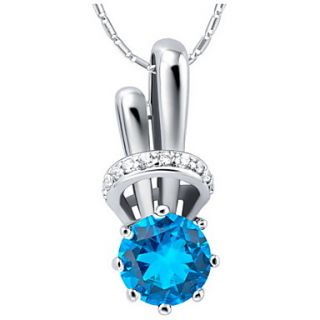 Hot Sale Graceful Finger Shape Slivery Alloy Necklace With Rhinestone(1 Pc)(Red,Blue,Purple)