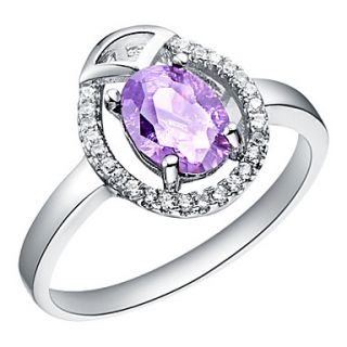 Vintage Style Sliver Purple With Cubic Zirconia Hollow Womens Ring(1 Pc)