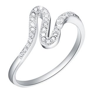 Simple Style Sliver Clear With Cubic Zirconia Line Womens Ring(1 Pc)