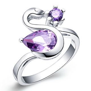 Exquisite Sliver Purple With Cubic Zirconia Swan Womens Ring(1 Pc)