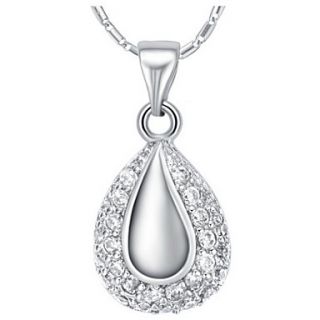Hot Sale Graceful Water Drop Shape Slivery Alloy Necklace With Rhinestone(1 Pc)