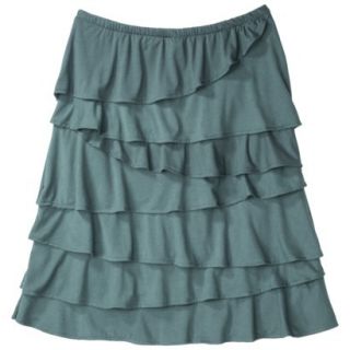 Merona Womens Knit Ruffle Skirt   Wharf Teal   XS