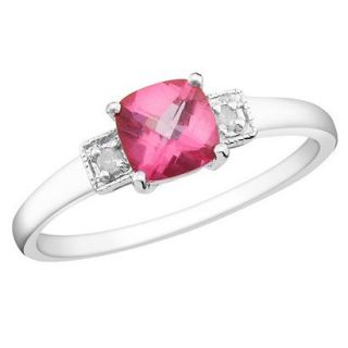 1 Carat Pink Topaz and Diamond Accent Fashion Ring in Sterling Silver