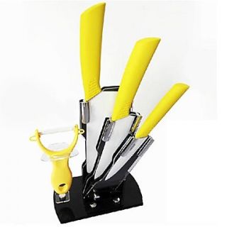 5 Pieces Ceramic Knife Set with Knife Holder, 4 Paring Knife 6 Utility Knife 6.5 Chef Knife and Peeler with Acryl Holder