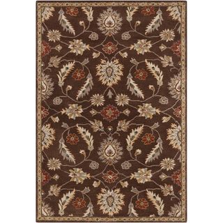 Hand tufted Ejnar Brown Oriental Wool Rug (76 X 96)