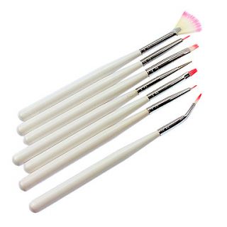 7PCS Nail Art Painting Brush White Handle Kits