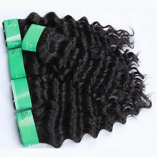 16inch 4pcs Color 1B Grade 5A Brazilian Virgin Hair Deep Wave Human Hair Extension