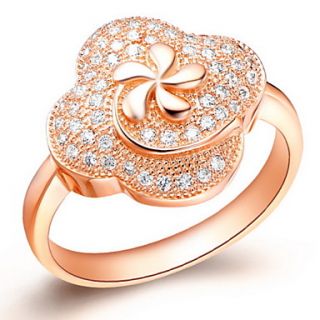 Elegant Sliver Or Gold With Cubic Zirconia Flower Womens Ring(1 Pc)