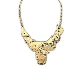 Womens European and America Vintage (Dimension) Rhinestone Alloy Plated Statement Necklace(Gold) (1 pc)
